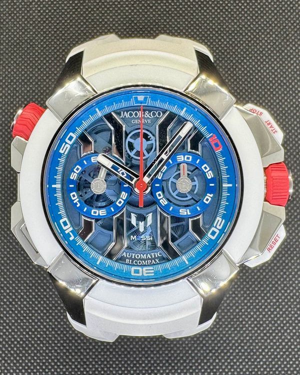 2019 Jacob & Co. Epic X Chrono "Messi" L.E. 47MM Skeleton Dial Rubber Strap (EC313.20.PE.LL.K)