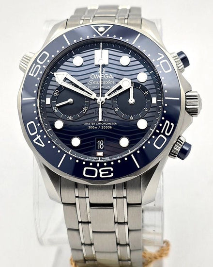 2022 Omega Seamaster Diver 300M Chronograph 44MM Blue Dial Steel Bracelet (210.30.44.51.03.001)