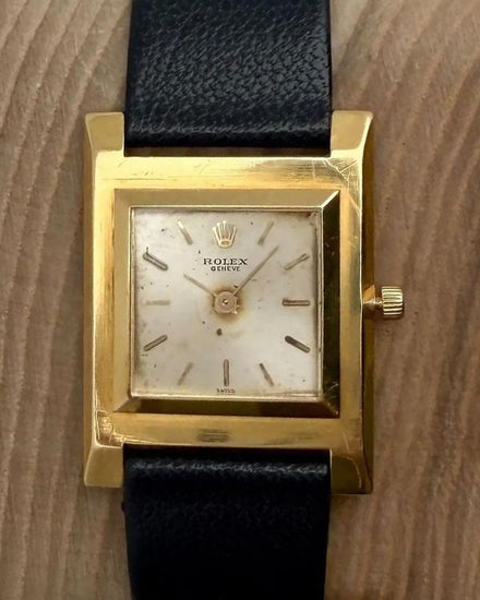 1947 Rolex Cellini Geneve Ultra Thin 26MM Silver Dial Aftermarket Leather Strap (9578)