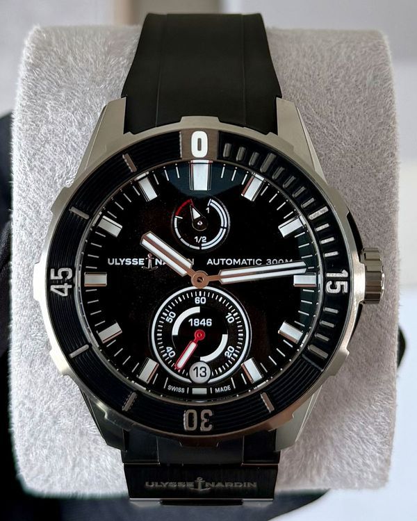2019 Ulysse Nardin Marine Diver Titanium 44MM Black Dial Rubber Strap (1183-170/92)
