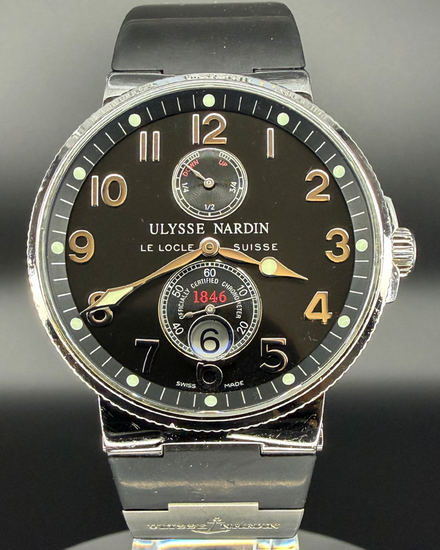 No Reserve - 2012 Ulysse Nardin Marine 41MM Black Dial Rubber Strap (263-66-3/62)