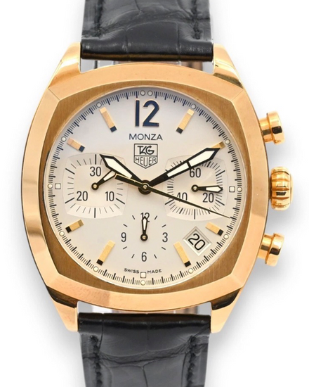 2006 Tag Heuer Monza 18k Gold 39MM Silver Dial Leather Strap (CR514A.FC8145)