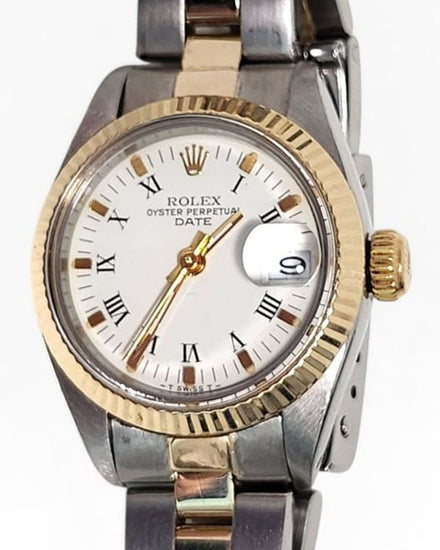 Rolex Oyster Perpetual Lady Date 26MM White Dial Aftermarket Two-Tone Oyster Bracelet (6916)