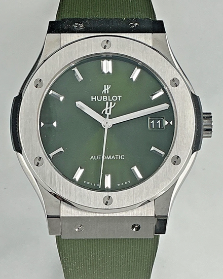 Hublot Classic Fusion 45MM Green Dial Rubber Strap (511.NX.8970.LR)