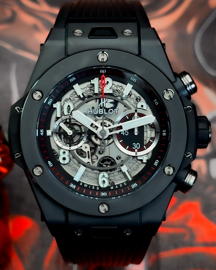 2017 Hublot Big Bang Unico "Black Magic" 45MM Skeleton Dial Rubber Strap (411.CI.1170.RX)