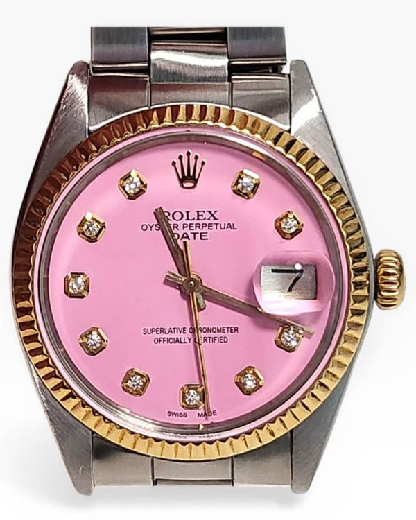 Rolex Oyster Perpetual 34MM Aftermarket Pink Dial Oyster Bracelet (1501)