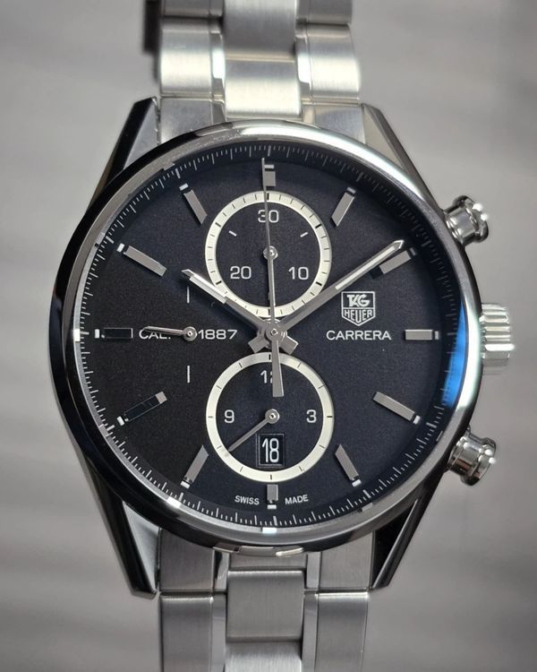 2011 Tag Heuer Carrera Calibre 1887 41MM Black Dial Steel Bracelet (CAR2110.BA0720)