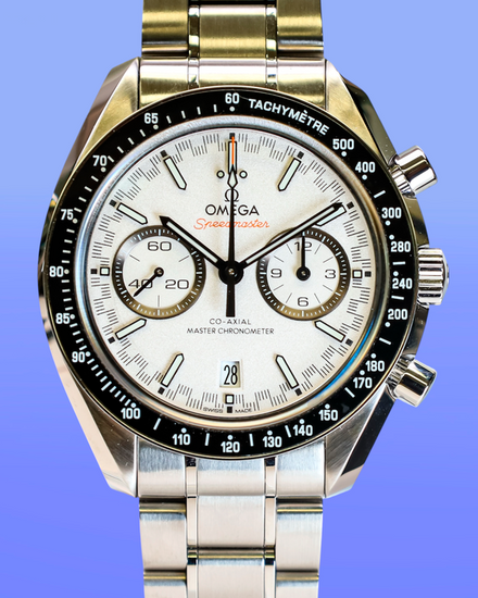 No Reserve - 2025 Omega Speedmaster Racing 44.25MM White Dial Steel Bracelet (329.30.44.51.04.001)