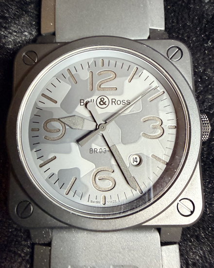 2018 Bell & Ross BR 03 92 "Black Camo" 42MM Grey Dial Rubber Strap (BR0392-CAMO-CE/SRB)