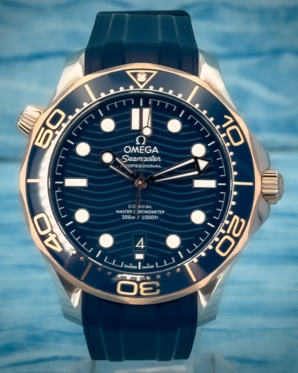 2021 Omega Seamaster Diver 300M 42MM Blue Dial Rubber Strap (210.22.42.20.03.002)