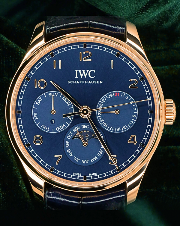 2024 IWC Schaffhausen Portugieser Perpetual Calendar Boutique Edition 42.4MM Blue Dial Leather Strap (IW344205)