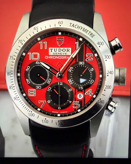 2013 Tudor Fastrider Chronograph "Ducati Edition" 42MM Red Dial Leather Strap (42000D)