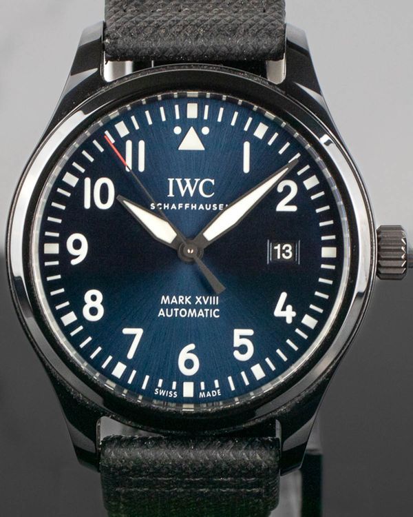 2018 IWC Schaffhausen Pilot Mark XVIII "Laureus Sport for Good Foundation" 41MM Blue Dial Textile Strap (IW324703)