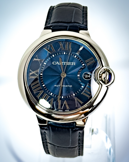 2021 Cartier Ballon Bleu 42MM Blue Dial Leather Strap (WSBB0027)