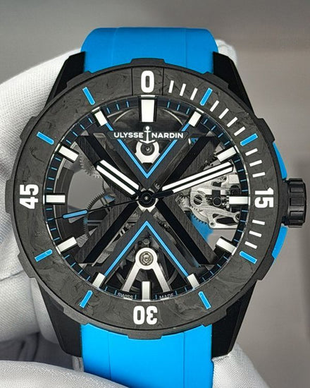 2025 Ulysse Nardin Diver X Skeleton Azure 44MM Skeleton Dial Rubber Strap (3723-170-2B/3A)