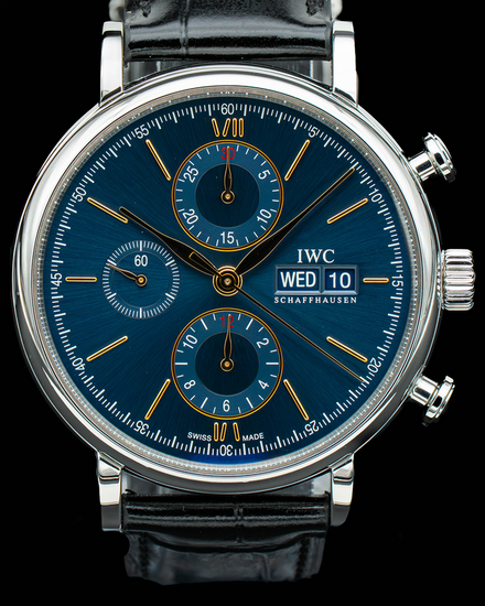2019 IWC Portofino Chronograph 42MM Blue Dial Leather Strap (IW391036)