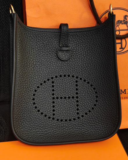 2024 Hermès Evelyne Mini 6.3 x 7.1 x 2IN Taurillon Clemence Leather Gold-Plated Hardware Textile Strap (H087941CK3Y)