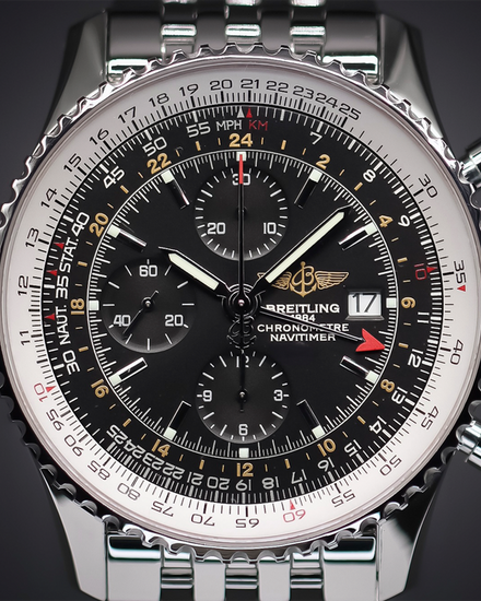 Breitling Navitimer World 46MM Black Dial Steel Bracelet (A2432212/B726)
