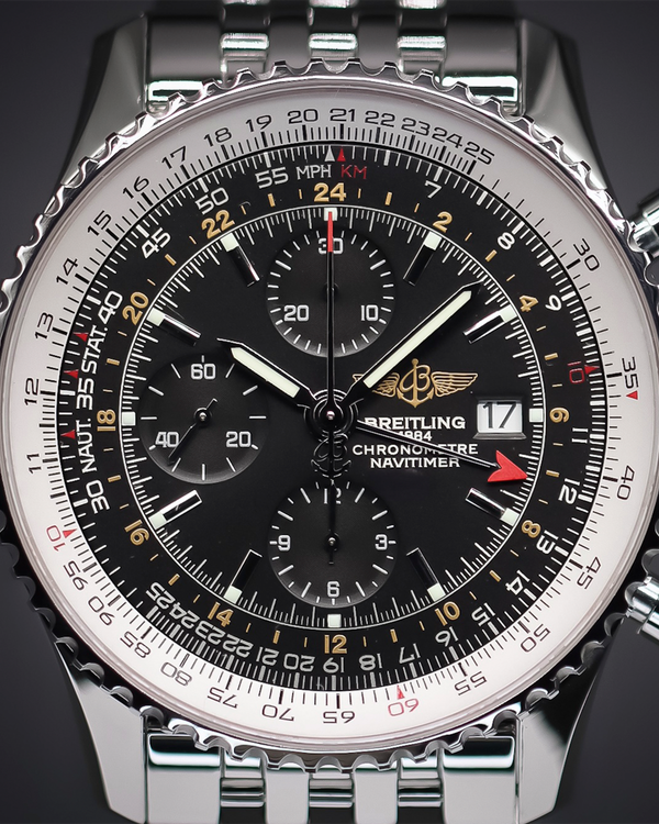Breitling Navitimer World 46MM Black Dial Steel Bracelet (A2432212/B726)