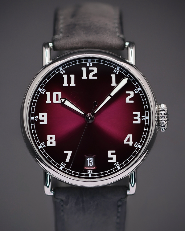 2022 H. Moser & Cie. Heritage Dual Time 42MM Bordeaux Dial Leather Strap (8809-1200)