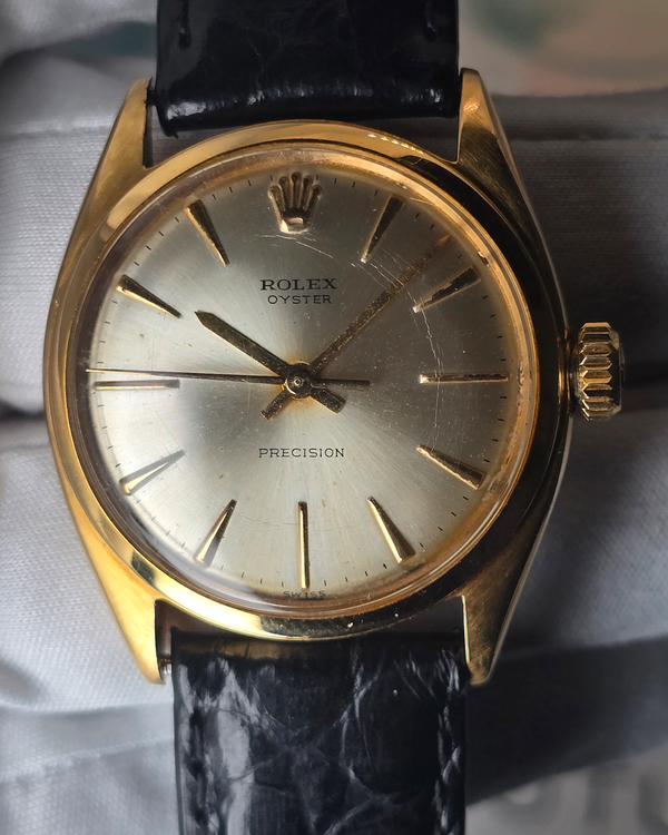 No Reserve - Rolex Oyster Precision 34MM Silver Dial Aftermarket Leather Strap (4365)