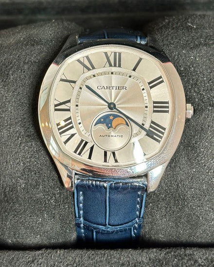 2019 Cartier Drive De Cartier Moonphase 40MM Silver Dial Leather Strap (WSNM0008)