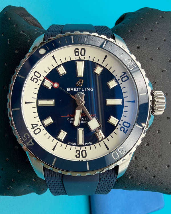 2022 Breitling Superocean 42MM Blue Dial Rubber Strap (A17375)