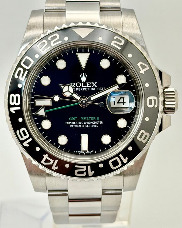 No Reserve - 2013 Rolex GMT-Master II 40MM Black Dial Oyster Bracelet (116710LN)