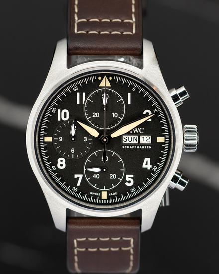 2020 IWC Schaffhausen Pilot Spitfire Chronograph 41MM Black Dial Textile Strap (IW387903)