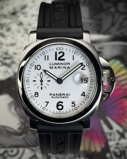 2004 Panerai Luminor Marina 40MM White Dial Rubber Strap (PAM00049)