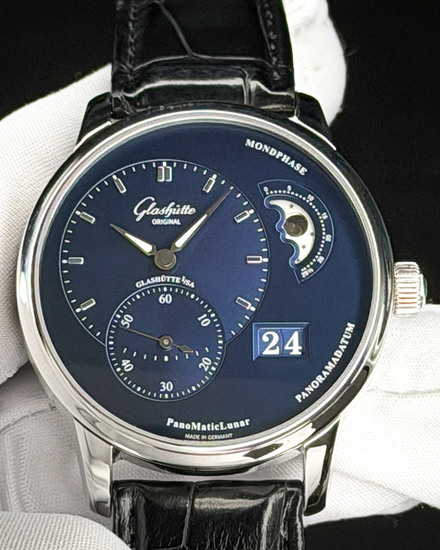2025 Glashütte Original PanoMaticLunar 40MM Blue Dial Leather Strap (1-90-02-46-32-61)