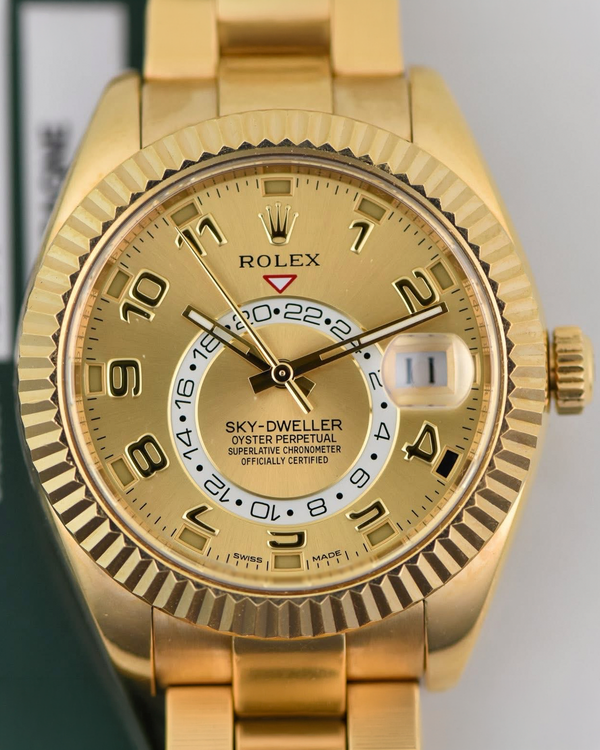 2019 Rolex Sky-Dweller 42MM Champagne Dial Yellow Gold Oyster Bracelet (326938)