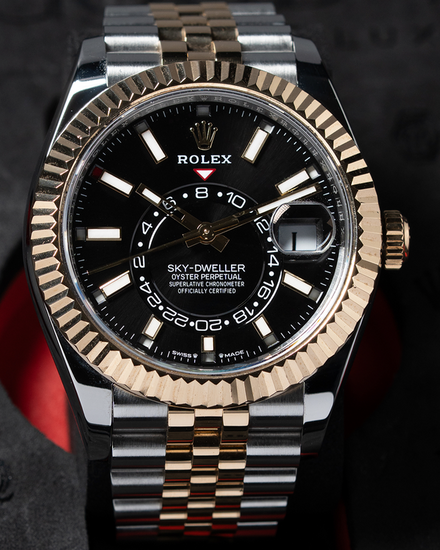 No Reserve - 2023 Rolex Sky-Dweller 42MM Black Dial Two-Tone Jubilee Bracelet (336933)