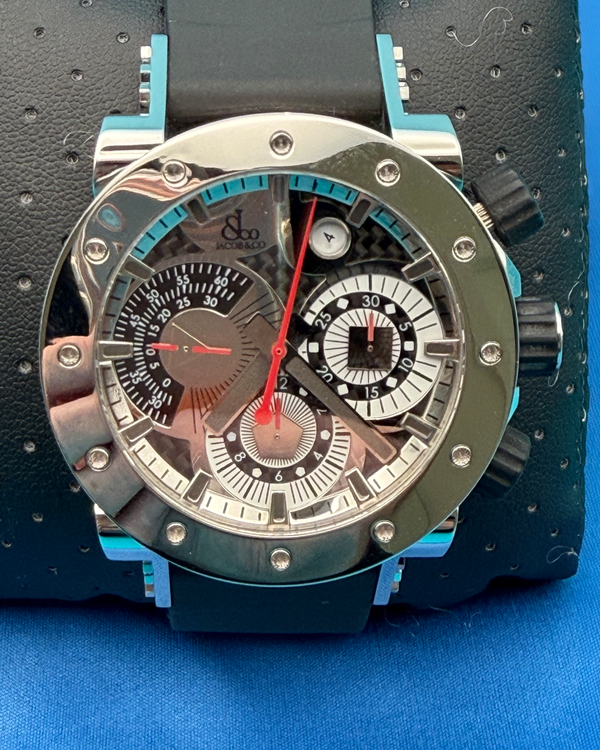Jacob & Co. Epic II Chrogograph 49MM Black Dial Rubber Strap (E1C)
