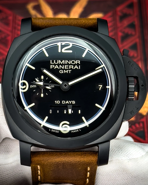 2019 Panerai Luminor 1950 10 Days GMT L.E. 44MM Black Dial Leather Strap (PAM00335)
