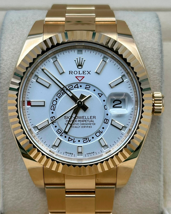 2023 Rolex Sky-Dweller 42MM White Dial Yellow Gold Oyster Bracelet (326938)