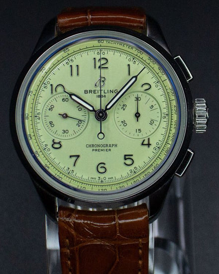 2021 Breitling Premier B09 Chronograph 40MM Pistachio Dial Leather Strap (AB0930)