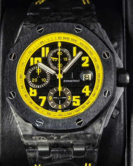 Audemars Piguet Royal Oak Offshore "Bumblebee" 42MM Black Dial Leather Strap (26176FO.OO.D101CR.02)