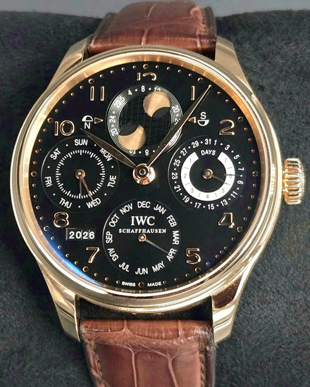 2012 IWC Schaffhausen Portugieser 44.2MM Black Dial Leather Strap (IW503202)
