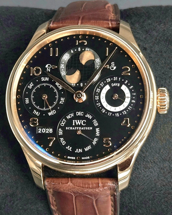2012 IWC Schaffhausen Portugieser 44.2MM Black Dial Leather Strap (IW503202)