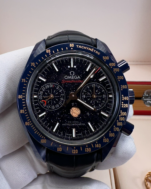 2024 Omega Speedmaster Moonphase "Blue Side of the Moon" 44.25MM Aventurine Dial Leather Strap (304.93.44.52.03.002)