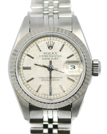 1989 Lady-Datejust 26MM Silver "Linen" Dial Jubilee Bracelet (69174)
