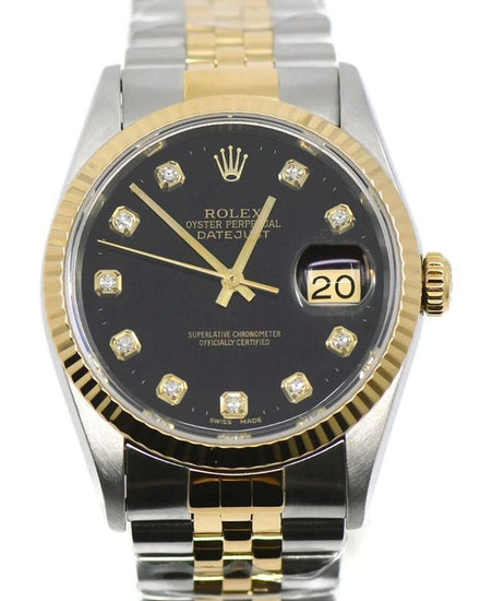 Rolex Datejust 36MM Black Dial Two-Tone Jubilee Bracelet (16233)