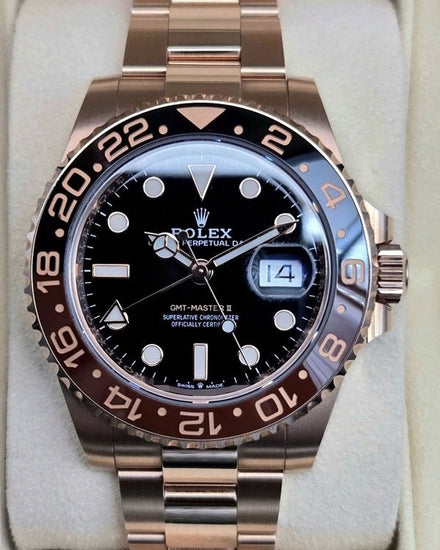 2019 Rolex GMT-Master II "Rootbeer" 40MM Black Dial Rose Gold Oyster Bracelet (126715CHNR)