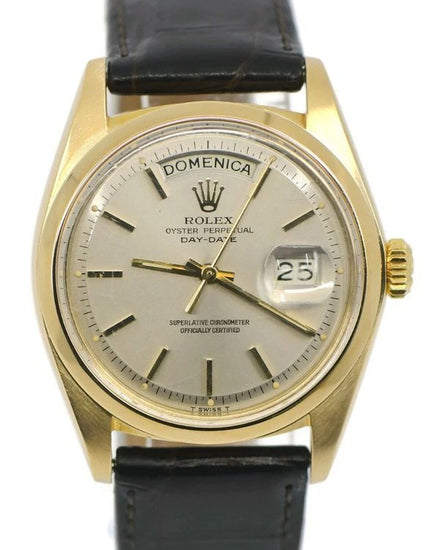 1972 Rolex Day-Date 36MM Silver "Pie Pan" Dial Leather Strap (1803)