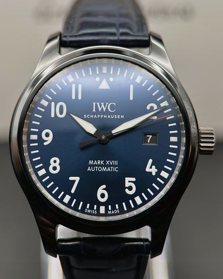 2019 IWC Schaffhausen Pilot Mark XVIII "Laureus Sport for Good Foundation" L. E. 41MM Blue Dial Leather Strap (IW324703)