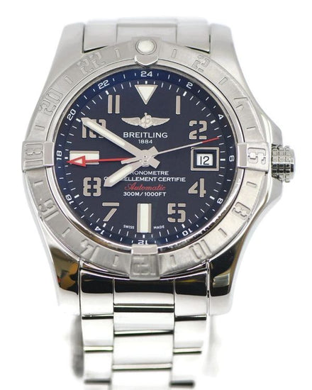 Breitling Avenger II GMT 43MM Black Dial Steel Bracelet (A32390)