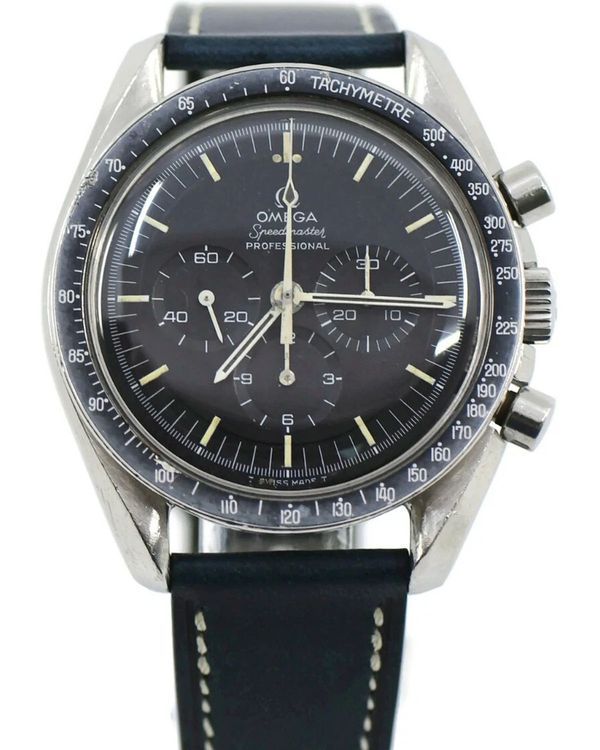 Omega Speedmaster Professional Moonwatch 42MM Black Dial Aftermarket Leather Strap (145.022-ST)