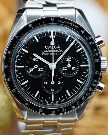 No Reserve - 2025 Omega Speedmaster Professional Moonwatch "Domino's Pizza" 42MM Black Dial White Gold/Steel Bracelet (310.30.42.50.01.001)
