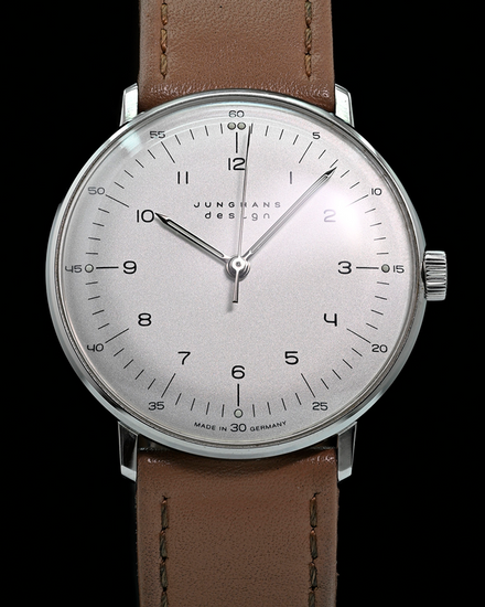 No Reserve - 2013 Junghans Max Bill 34MM Silver Dial Leather Strap (027/3701)